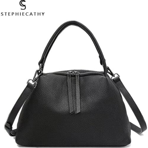 SC Fashion Design Soft Cowhide Top-handle Bags For Women Luxury Brand Shoulder Handbags Bucket Female Genuine Leather Crossbody