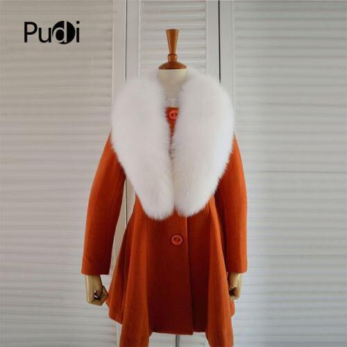 C15012201 Genuine Real Big Fox Fur Banded Collar Women Scarf Warp Shawl Neck Warmer Cape White Color