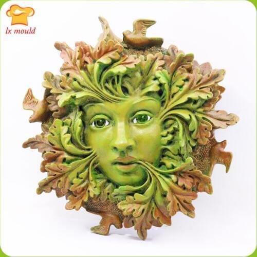 Forest Genie Silicone Mold Home Decoration Plaster Concrete Candle Fragrance Sheet Mould Tree God