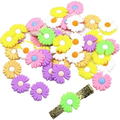 20Pcs 24mm Sunflowers Blessing Bag Decorative Crafts Flatback Cabochon Embellishments For Scrapbooking Diy for Bows Accessories