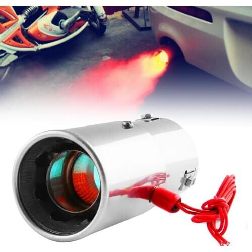 Universal Car Straight Spitfire Flaming LED Red Light Exhaust Pipe Muffler Tip