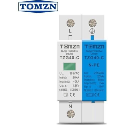 AC SPD 1P+NPE 50KA T1 T2 385V 255V House Surge Protector Protective Low-voltage Arrester Device