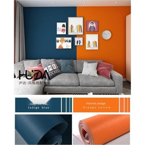 Bright Orange Orange Wallpaper Macaron Solid Color Clear Surface Nordic Style Simple Plain Fashion Orange Background Wal