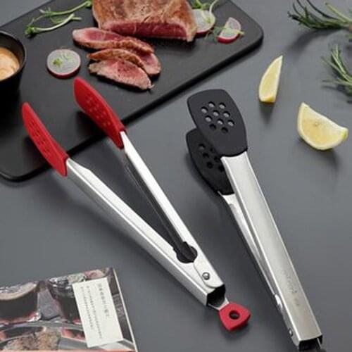 Steak clip for non-stick cookware 304 stainless steel barbecue clip high temperature resistant silicone anti-scald food clip bar