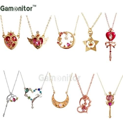 10 Styles Japanese Cartoon Comics Series star Moon Pendant Necklace For Cosplay Women Girls Gifts