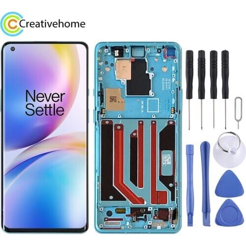 AMOLED Material LCD Screen and Digitizer Full Assembly With Frame for OnePlus 8 Pro IN2023 (Green)