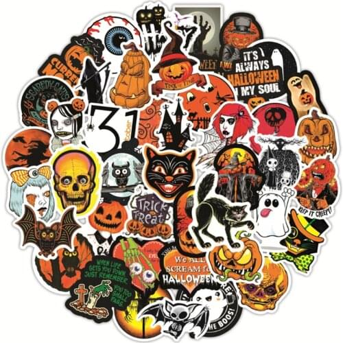 10/30/50 PCS Christmas Halloween Pumpkin Ghost Horror Mtorcycle Skateboard Waterproof Suitcase Graffiti Stickers Wholesale