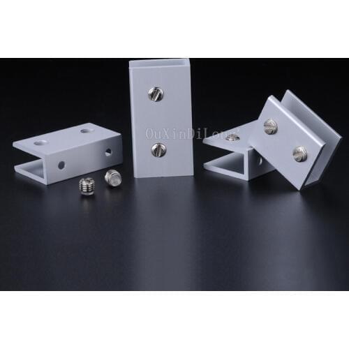 10PCS Aluminum Glass Clamps for 5/8/10mm Shelves Holder Corner Brackets Clamp Thick Glass Clips 6 Sizes 8x40mm 10x60mm JF1990