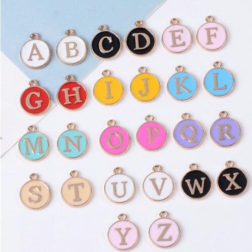 10 Pcs DIY Alloy Bracelet Jewelry Accessories Dripping Multicolor 26 English Letters Pendant handmade clothing bag materials