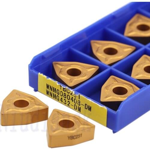 10Pcs WNMG080404-DM YBC252 WNMG080408-DM YBC251 WNMG080412-DM YBC251 External Turning Tool Carbide Insert CNC Lathe Cutting Tool