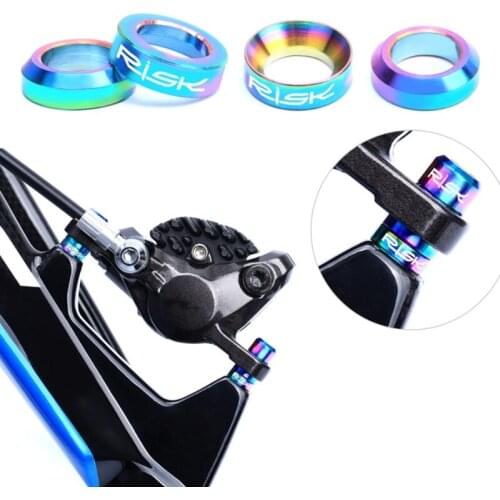 2 Pairs Mountain Bike Bicycle Titanium M6 Concave And Convex Washer Spacer for Disc Brake Caliper Group Mounting Bolts