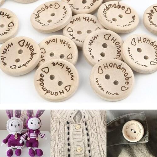 Wooden Buttons Clothing Decoration Wedding Decor Handmade Letter Love DIY Crafts Scrapbooking For Sewing Accessories 50/100Pcs