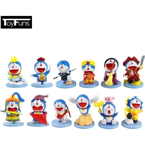 6pcs/set 5-6cm Anime Doraemon Cat Robot Cosplay Angel King Soldier PVC Action Figure Mini Model Toys Kids Gift Brinquedos