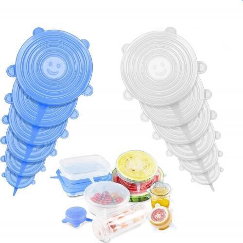 6PCS Silicone Stretch Lids Food Wrap Reusable Food Storage Covers Bowl Pot Lid Silicone Lid For Keeping Food Fresh