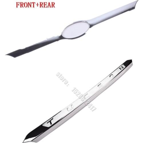ABS FRONT+REAR for 2015-2020 HYUNDAI TUCSON CHROME FRONT HOOD BONNET GRILL LIP MOLDING COVER TRIM BAR GARNISH MESH
