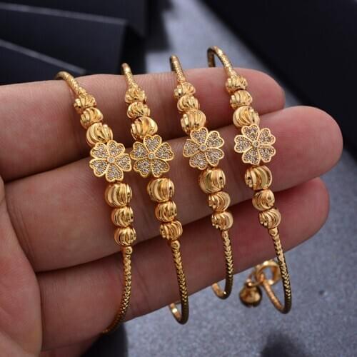 Flower Bangles Trendy African Ethiopia 24K butterfly Gold color Bangles for Baby boy Girls Women Luxury Gifts Dubai Jewelry gift