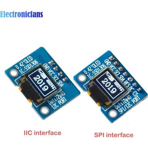 Diymore 0.42 inch OLED Display Screen LCD Module 72*40 OLED Module IIC/SPI Interface White LCD Display Module 16 Pin SSD1306