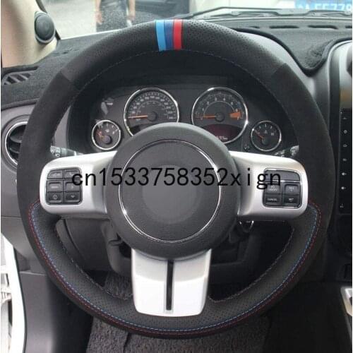 For Jeep Wrangler Patriot SUV Wrangler Grand Cherokee 2011-2016 Compass DIY custom made Suede car Steering Wheel Cover