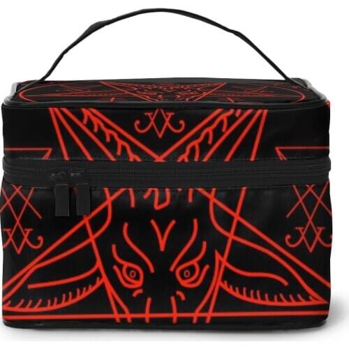 Travel Cosmetic Bag Fashion Lady Cosmetic Bag Baphomet And Lucifer Storage Bags Large Capacity Women Makeup Bag