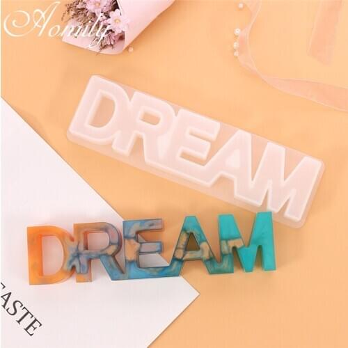 Aomily DREAM Letter Crystal Epoxy Silicone Molds DIY Jewelry Decor Resin Hand Craft Mold Epoxy Resin Pendant Bracelet Making