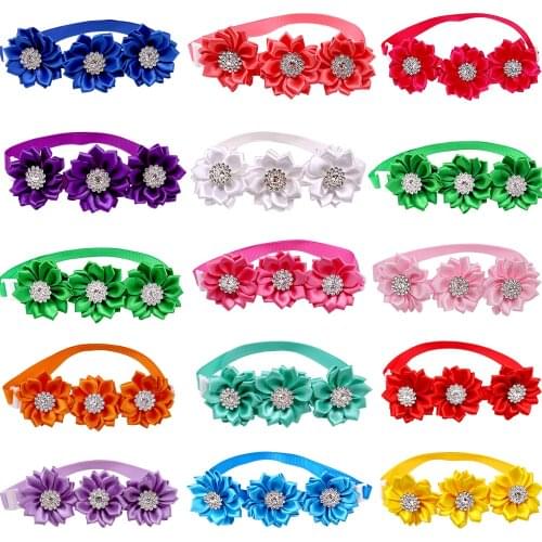 10Pcs Fashion Dog Bow Tie Flower Dianomd Small Dog Bowtie Collar Cute Pet Dog Cat Puppy Bowties For Small Dogs Grooming Products