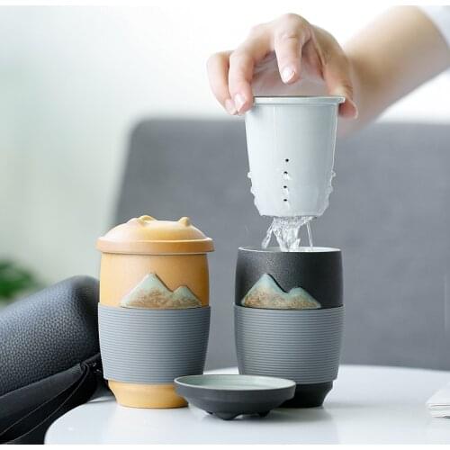 Ceramic Tea Cup Tea Separation Mug Office Household Filter Tea Cup with Lid Large Capacity Water Cup