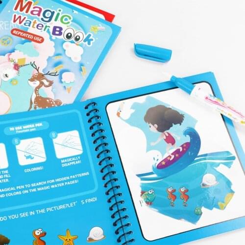 New 9 Types Montessori Toys Reusable Coloring Book Magic Water Drawing Book Sensory Early Education Toys For Kids Birthday Gift