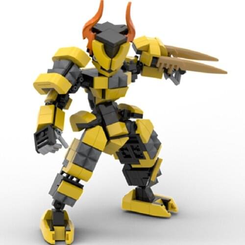 DIY MOC mecha model yellow mecha strong personal original works Building Blocks creative toys for children gifts