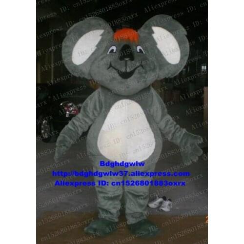 Gray Long Fur Koala Bear Coala Mascot Costume Adult Cartoon Character Outfit Suit Sales Performance Farewell Banquet zx1080