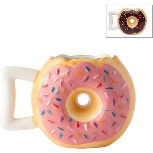 Creative Donut Ceramic Coffee Mugs Bread Biscuits Water Cup Office Coffee Cup Art Decoration Crafts Friends Gift Wine Tumbler