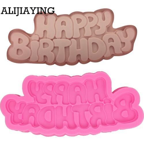 M1333 Happy birthday Sugarcraft Silicone Mold Letter form Chocolate Fondant Cake Decorating Tools dessert decorators