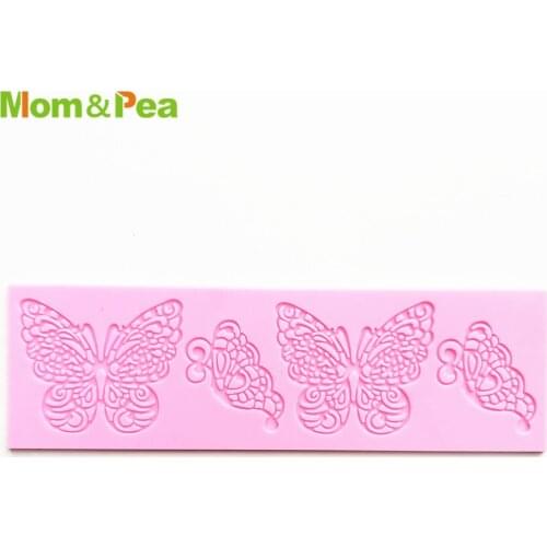 KCL555 4-Butterfly Small Lace Pad Silicone Mold Sugar Paste Fondant Cake Decoration 3D Mould