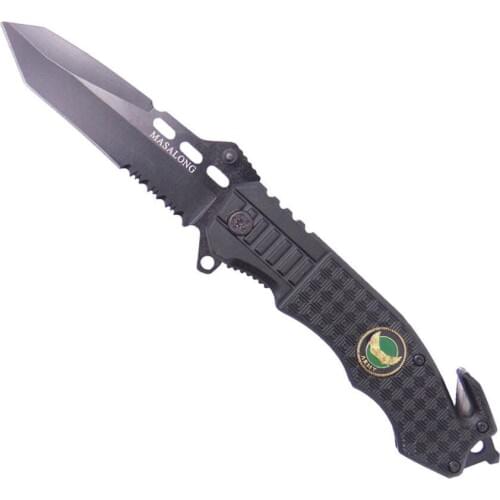 MASALONG Hunting Survival Rescue Tools Outdoor Tactical Blade Folding Pocket Knife Saw Glass Chisel Kni29