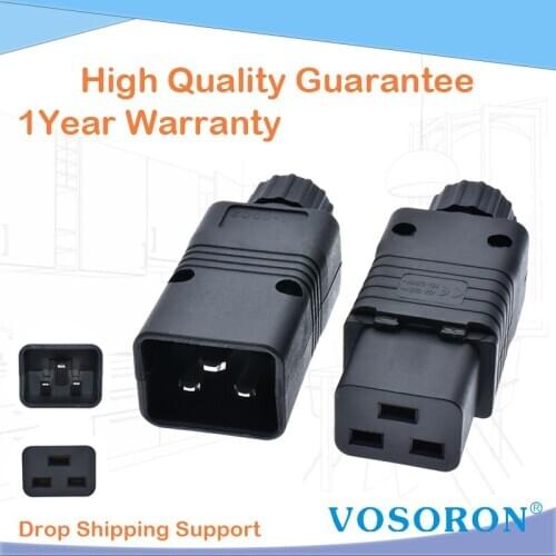 Female Male 16A 250V CE Copper IEC320 C19 C20 PDU UPS Power Receptacle Outlet AC Electrical Cord Connector Removable plug socket