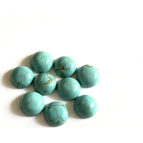 Wholesale Natural Magnesite Turquois e Bead Cabochon 8mm 10mm 15mm 20mm 25mm 30mm Round Gem Stone Cabochon Ring Face 2Pcs/pack