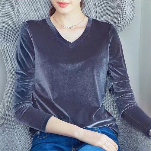 2020 Autumn Winter Office Lady Velvet Tops Workwear Women Full Sleeves Tees Shirts Female Clothing Plus Size 5XL 6XL 7XL
