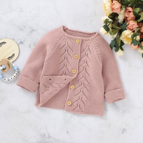FOCUSNORM 0-18M Autumn Winter Princess Baby Girls Sweater Coat Long Sleeve Knit Solid Single Breasted Jacket