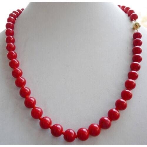 CLASP Red Sea Coral Gems Round Bead Necklace