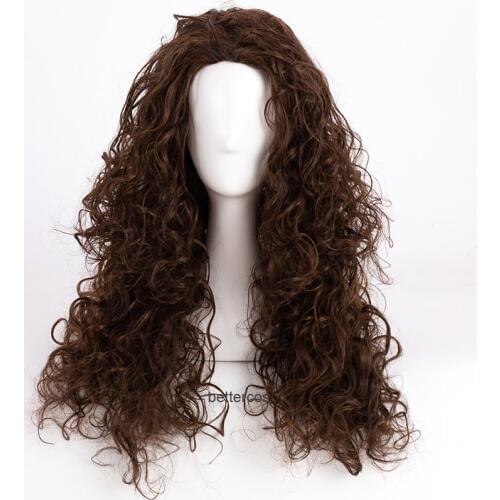 Movie Film Character Bellatrix Lestrange Cosplay Wigs Long Brown Curly Heat Resistant Synthetic Hair Wig + Wig Cap