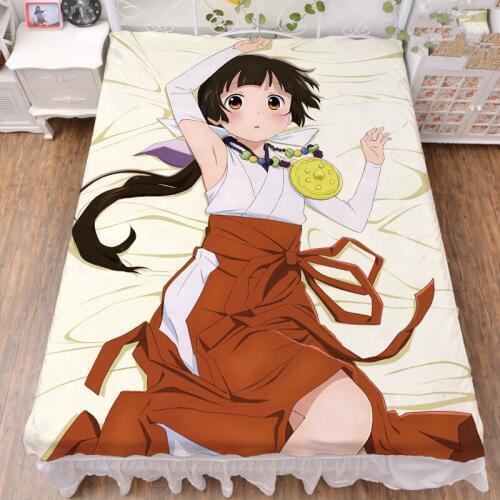 Anime Girl Meets Bear character sexy girl Machi Amayadori bed milk fiber sheet & flannel blanket summer quilt 150x200cm