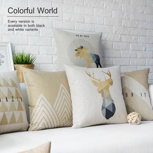 Nordic modern geometric deer Pillow cushion thick linen pillowcase sofa cushion home decorative Pillows