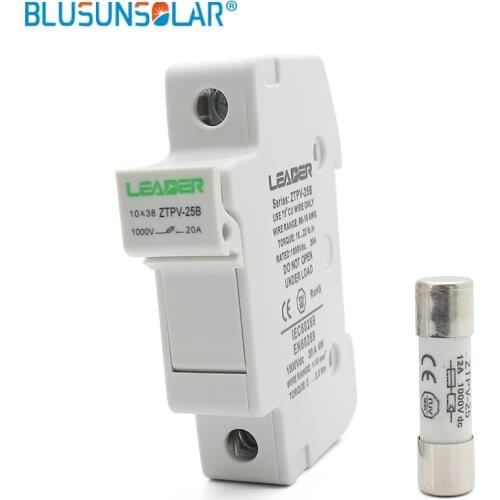 2 Sets PV Solar Fuse 15A 1000V DC Fusible 10x38 gPV, with Solar PV Fuse Holder