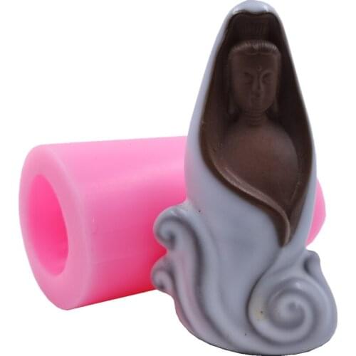 3D Lifelike Avalokitesvara Buddha Candle Wax Mold Art Decoration Resin Craft Silicone Molds Scented Gypsum Concrete Statue Mould