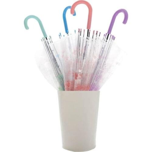 Romantic Transparent Clear Flowers Bubble Dome Umbrella Half Automatic For Wind Heavy Rain