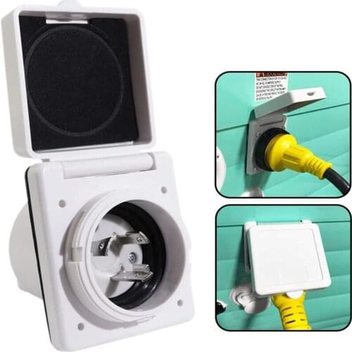 30A Waterproof Power Socket Pin Twist Lock Connection American RV Camper 125V Waterproof RV Boat Power Outlet
