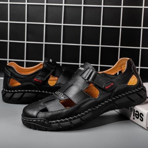 Sandals Shoes Summer Breathable Genuine Leather Casual Beach Sandals Dad Outdoor soft soled Fashion Sneakers
