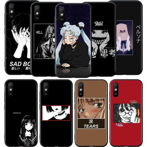 Sad Japanese Anime Aesthetic Silicone Cover For Xiaomi Redmi 9 9T 9C 8 7 6 Pro 9AT 9A 8A 7A 6A S2 5 5A 4X Plus Phone Case
