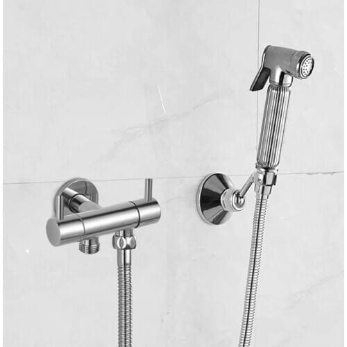 Bidet Faucet Chrome Brass Shower Tap Washer Mixer Black Muslim Ducha Higienica Single Cold Water Mixer Crane Square Shower Spray