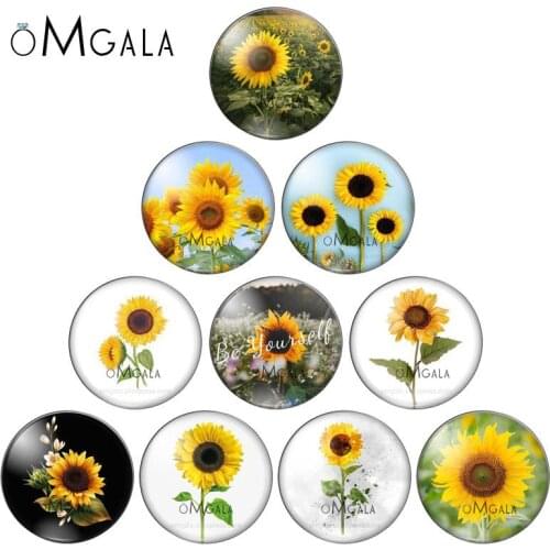 Love sunflower sports Round photo glass cabochon demo flat back Making findings 10mm/12mm/18mm/20mm/25mm/30mm