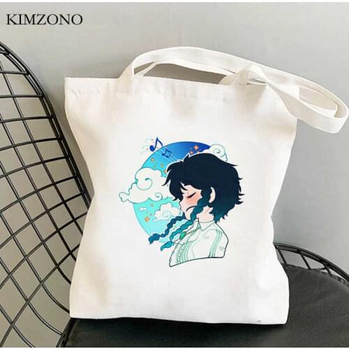 Genshin Impact Keqing shopping bag reusable shopper bolsas de tela jute bag bag bolsas ecologicas bolsa compra string shoping